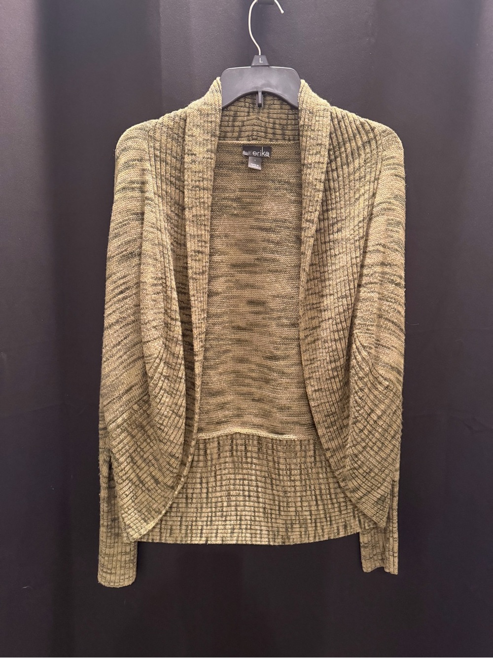 Erika Olive Green Open-Front Drape Cardigan